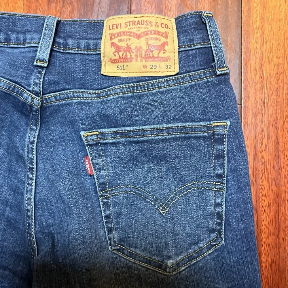 Levis Jeans Men 29x32 Blue 511 Slim Fit Denim Workwear Stretch Fade Dark Wash